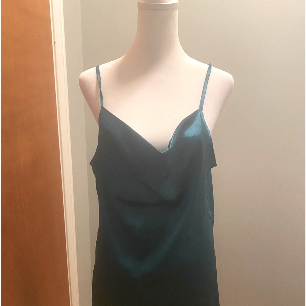 Cowl Neck Green Slip Dress